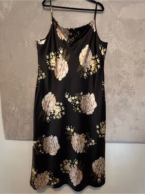 Black Floral Slip Dress - Elegant Summer Dress ~ Sz 3X Dressy, Party, Wedding